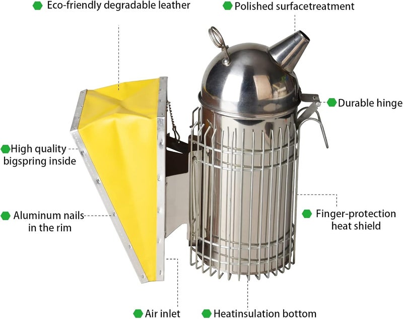 benefitbee Cute Bear-Shaped Domed Bee Smoker | Sustained Burning for 30-50 Hive Inspections, 4x11" Stainless Steel Beekeeping Tool - Image 5